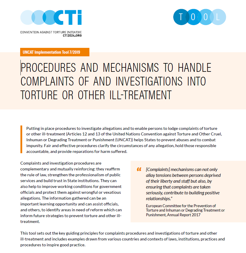 CTI Implementation tool 7_Complaints and Investigations_cover