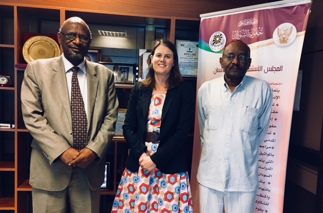 Dr. Tarig Mubarak Magzoub, Dr. Alice Edwards (CTI) and Ambassador Sayed Altayeb Ahmed